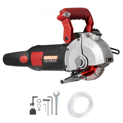 Wall Chaser, 2500W 38 mm Cutting Width,Wall Groove Cutting Machine 34MM Cutting Depth,Wall Slotting Machine With 5 Saw Blades 4.5" Diameter 6300r/Min,One-time Forming Dustless