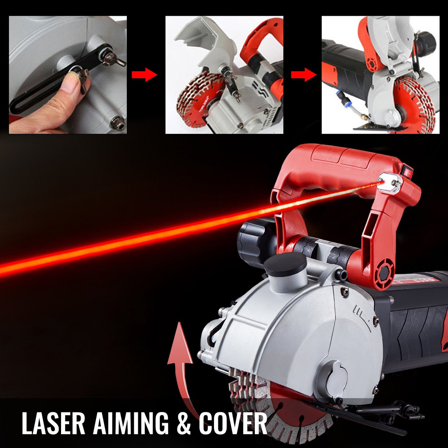 4800W Wall Chaser 38mm/1.5" Cutting Width,Wall Groove Cutting Machine 52mm/2" Cutting Depth,Wall Slotting Machine With 5 Saw Blades 6.3" Diameter 5000r/Min,One-time Forming Dustless