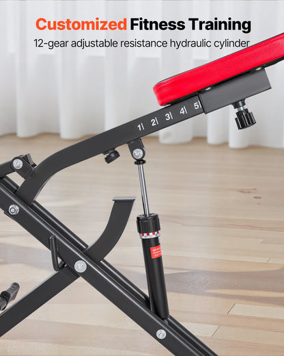 Squat Machine, Deep Squat Rowing Machine for Home, Easy Setup & Foldable Exercise Equipment, Glute Trainer Machine with 12-Gear Adjustable Resistance, Glutes & Leg Home Workout Machine, Black
