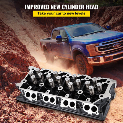 Cylinder Head Assembled, Engine Cylinder Head Assembly Replacement 6.4L, Cast Iron Cylinder Head Fits 08-10 Ford F250 F350 F450 F550