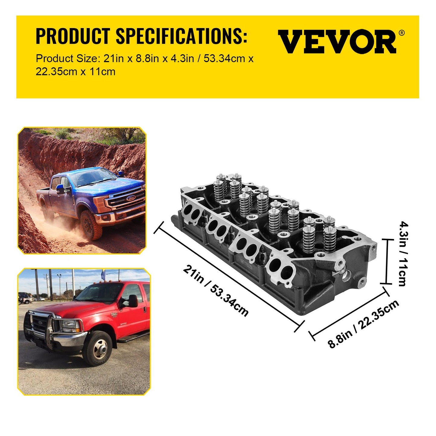Cylinder Head Assembled, Engine Cylinder Head Assembly Replacement 6.4L, Cast Iron Cylinder Head Fit for 08-10 Ford F250 F350 F450 F550