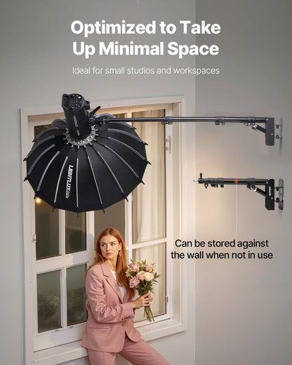 Wandmontage Dreieck Auslegerarm Lichtstativ 39.37in/100cm Ringlichtstütze