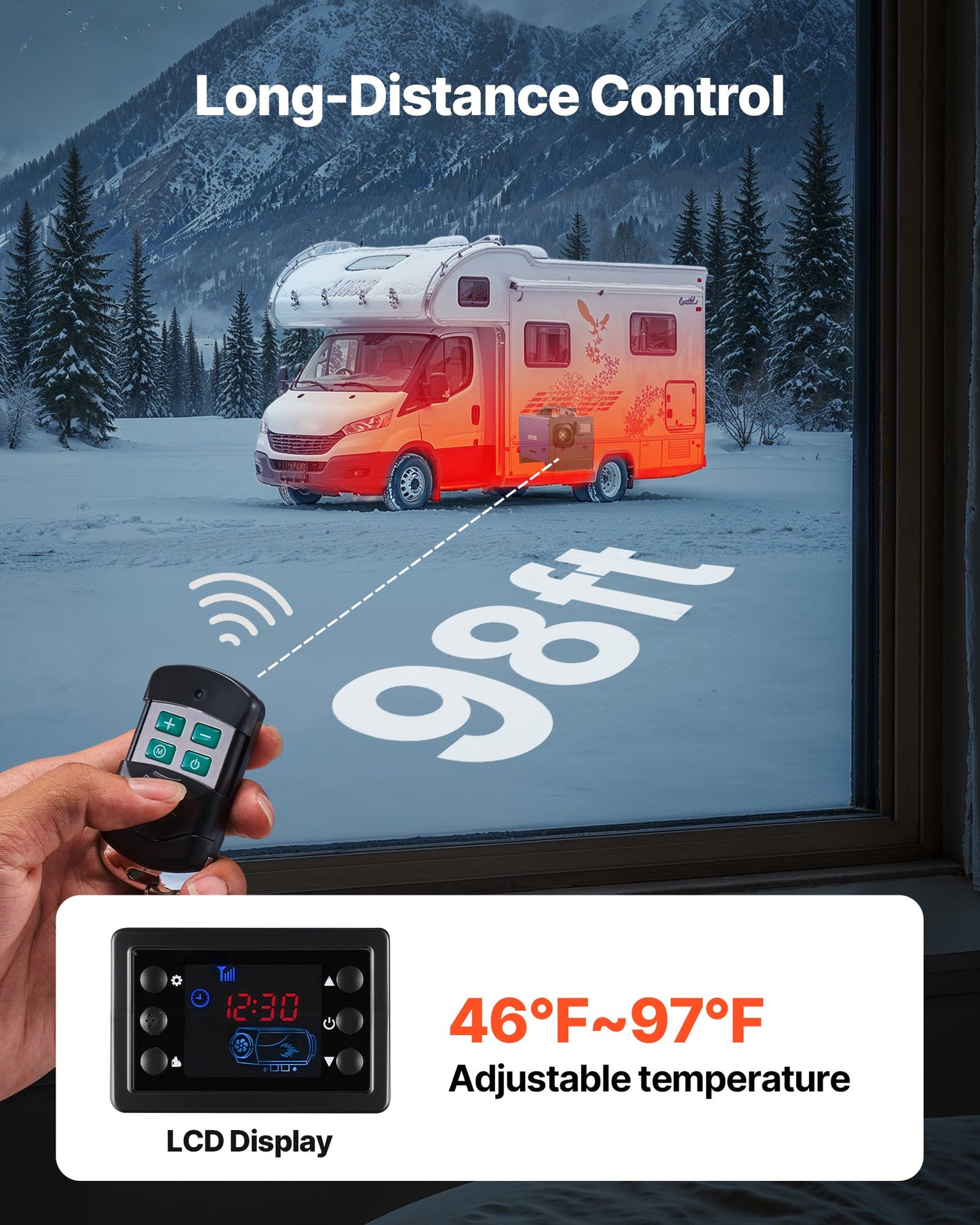 Diesel Heater, 8KW, DC 12V/24V, All in One Portable Diesel Air Heater with Remote Control and LCD Display, Fast Heating Low Noise, 1.3 Gal Fuel Tank for Vehicles, RVs, Vans, Tractors and Trucks