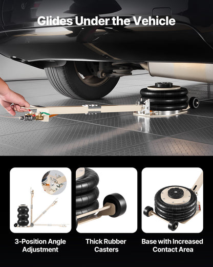 Air Jack, 3 Ton/6613 lbs Triple Bag Air Jack, Airbag with Six Steel Pipes, Lift Up to 17.7 inch/450 mm, 1-6 s Fast Lifting Pneumatic with Adjustable Long Handle for Car, SUV, Pickup Truck Repair