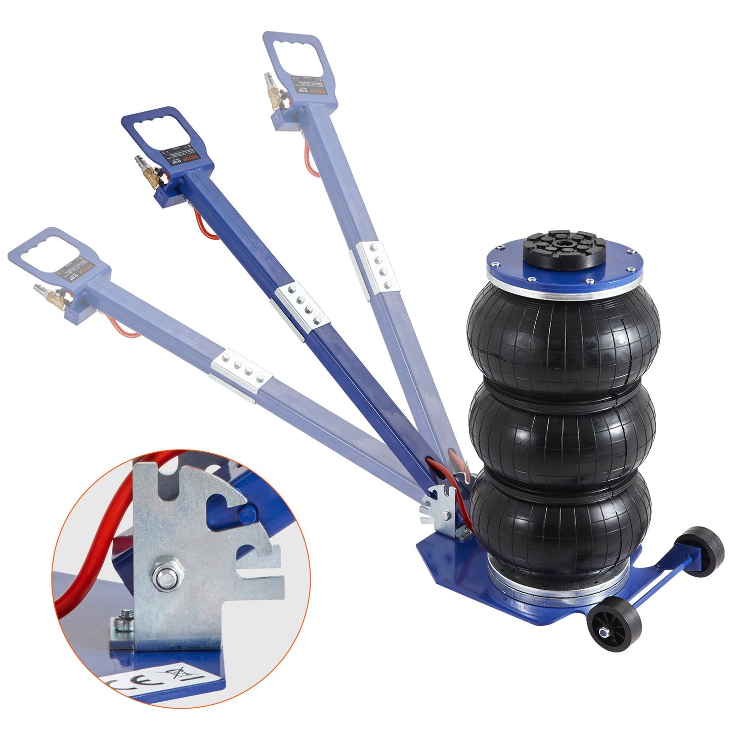 Air Jack, 3 Ton/6600 lbs Triple Bag Air Jack, Airbag Jack with Six Steel Tubes, Lifts Up to 17.7", 3-5s Quick Lifting Pneumatic Jack, with Adjustable Long Handles for Cars, Garage, Repair (Blue)