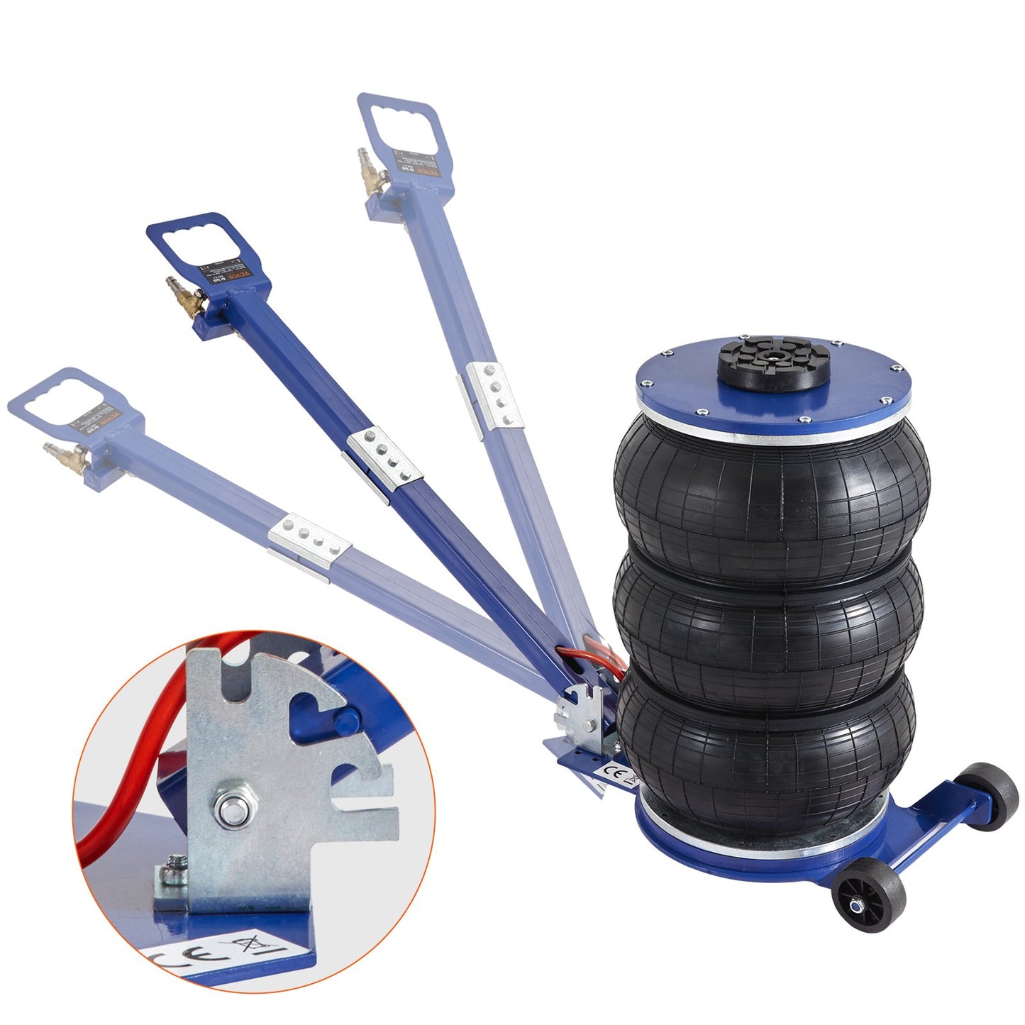 Air Jack, 5 Ton/11000 lbs Triple Bag Air Jack, Airbag Jack with Six Steel Tubes, Lifts Up to 18.5 Inch/470 mm, 3-5 s Quick Lifting Pneumatic Jack, with Adjustable Handle for Car, Garage, Repair