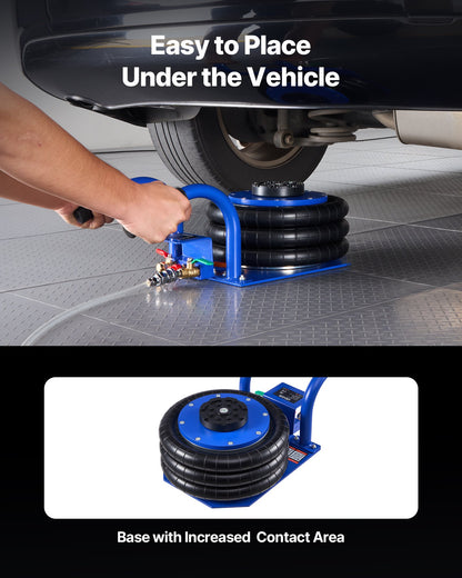 Air Jack, 3 Ton/6613 lbs Triple Bag Air Jack, Airbag with Six Steel Pipes, Lift Up to 17.7 inch/450 mm, 1-6 s Fast Lifting Pneumatic with Short Handles for Car, SUV, Pickup Truck Repair, Garage