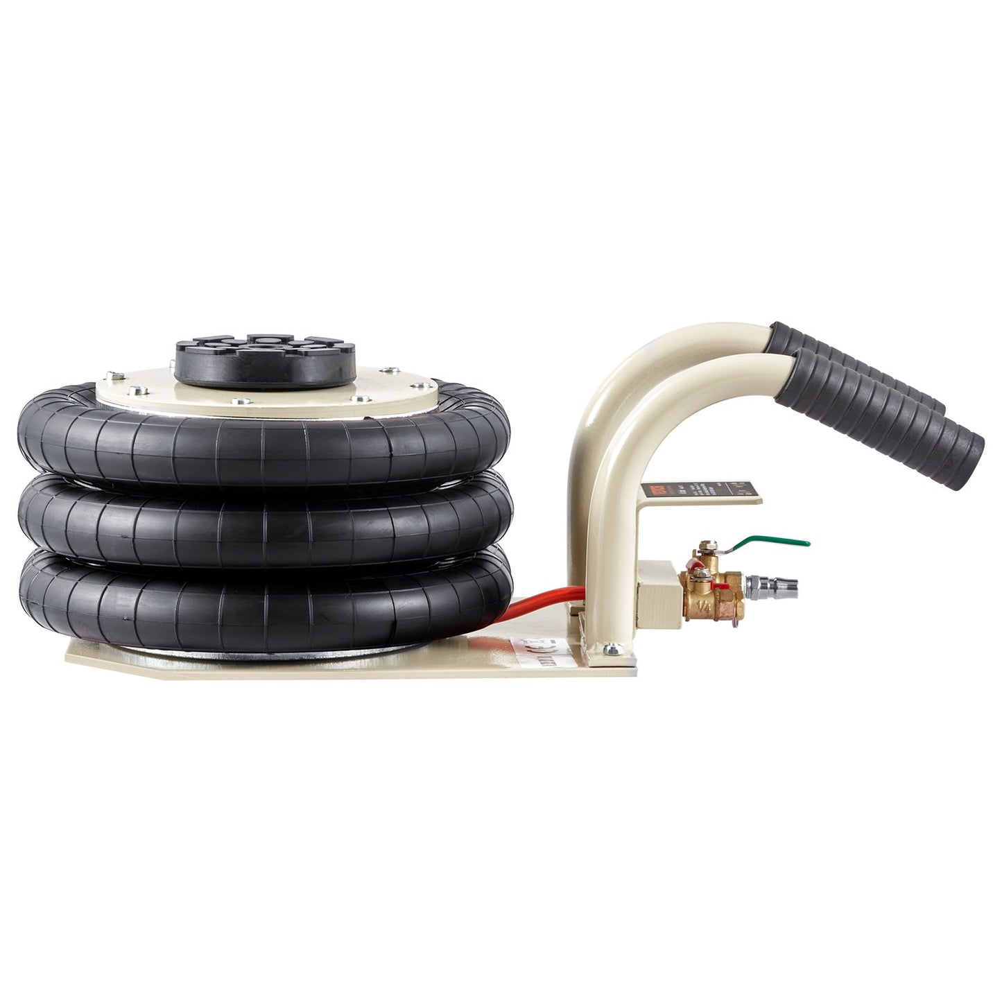 Air Jack, 3 Ton/6600 lbs Triple Bag Air Jack, Airbag Jack med sex stålrör, lyft upp till 17,7 tum/450 mm, 3-5 s snabblyftande pneumatisk domkraft, med sidohandtag för bil, garage, reparation (vit )