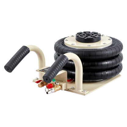 Air Jack, 3 Ton/6600 lbs Triple Bag Air Jack, Airbag Jack med sex stålrör, lyft upp till 17,7 tum/450 mm, 3-5 s snabblyftande pneumatisk domkraft, med sidohandtag för bil, garage, reparation (vit )