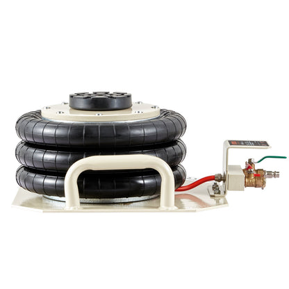 Luftwagenheber, 3 Tonnen/6600 lbs, Dreifach-Luftwagenheber, Luftwagenheber mit Luftsack, Hubhöhe bis zu 450 mm, 3-5 Sekunden Schnellhub-Luftwagenheber, mit seitlichem Griff für Autos, Garage, Reparatur (Beige)