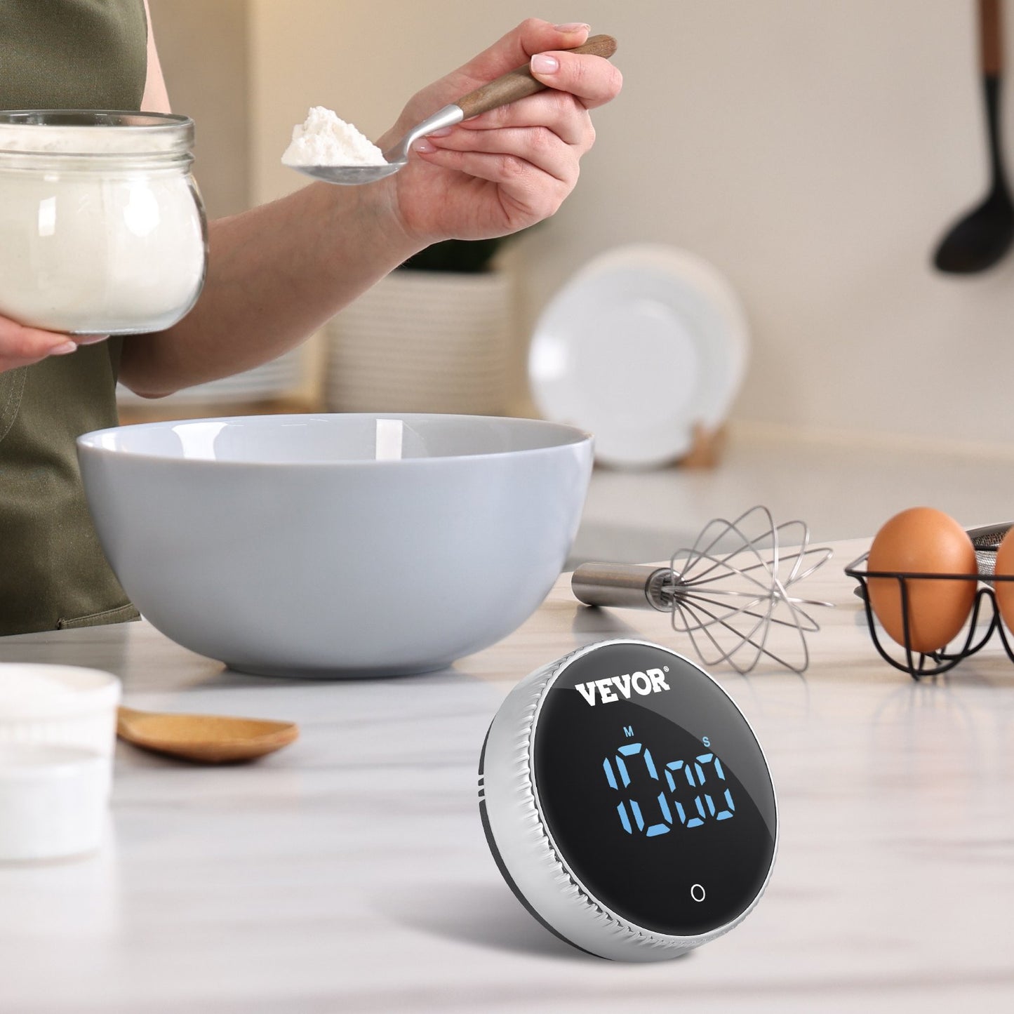 Digital Kitchen Timer, Magnetic Countdown Countup Timer with 3-inch Large LED Display, 3 Volume Levels & 2 Lighting Modes, Digital Visual Timer Ideal for Cooking Classroom Studying Fitness