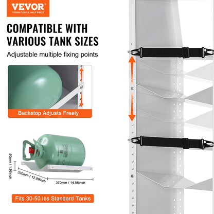 Refrigerant Tank Rack, with 3 x 30-50lb Cylinder Tanks, Cylinder Tank Rack 14.64x13.97x46.06 inches, Refrigerant Cylinder Rack Gas Cylinder Rack and Holder for Freon, Gases, Oxygen, Nitrogen