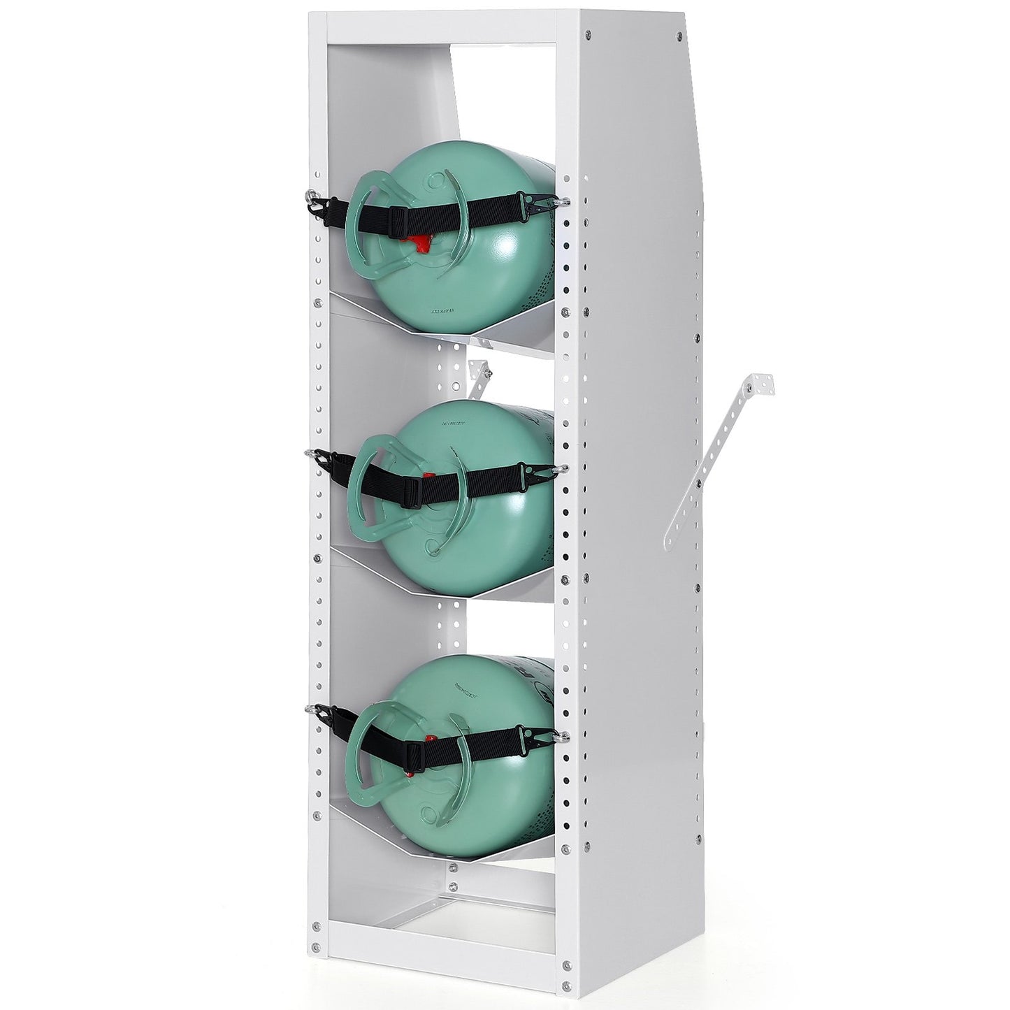 Refrigerant Tank Rack, with 3 x 30-50lb Cylinder Tanks, Cylinder Tank Rack 14.64x13.97x46.06 inches, Refrigerant Cylinder Rack Gas Cylinder Rack and Holder for Freon, Gases, Oxygen, Nitrogen