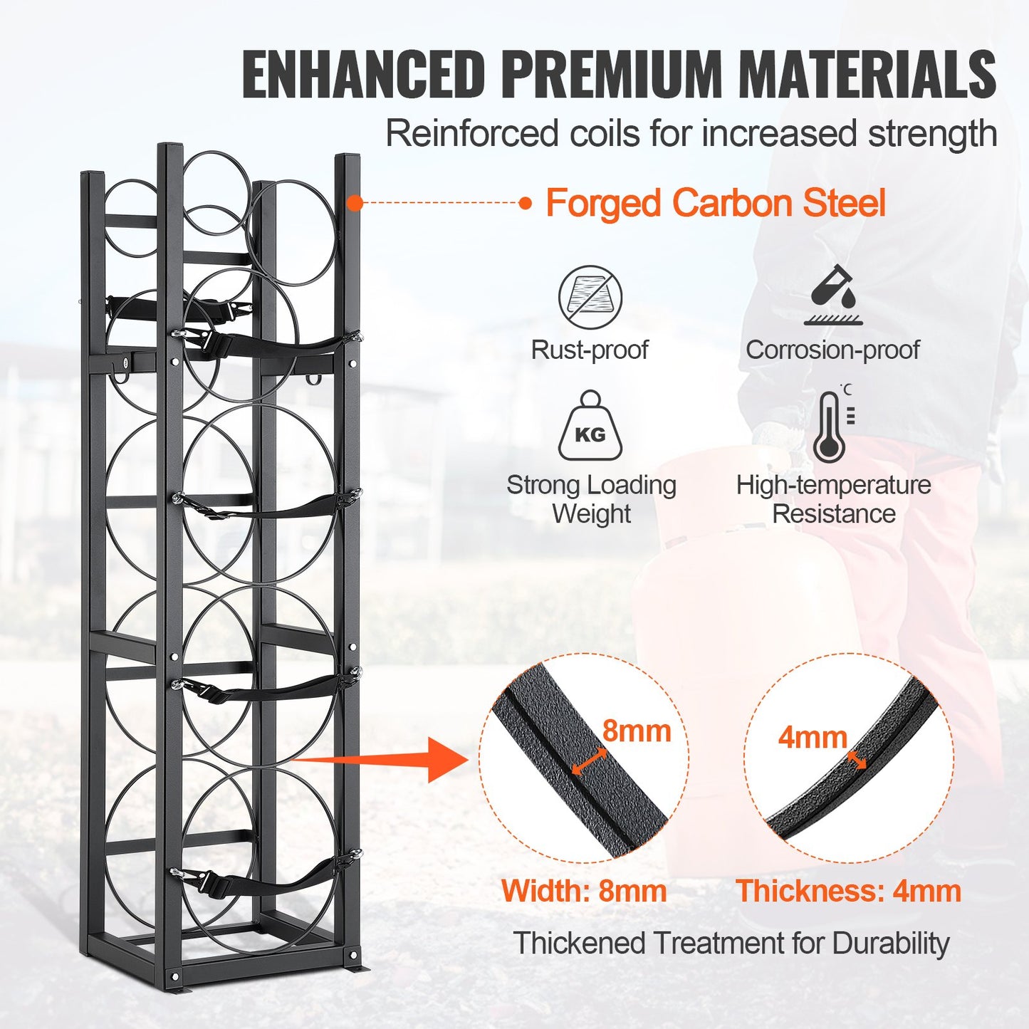 Refrigerant Tank Rack, with 3 x 30lbs and Other 3 Small Bottle Tanks, Cylinder Tank Rack 12.79x12.99x47.12 in, Refrigerant Cylinder Rack and Holders for Freon, Gases, Oxygen, Nitrogen