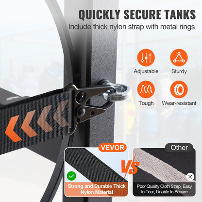 Refrigerant Tank Rack, with 2 x 30lbs and Other 3 Small Bottle Tanks, Cylinder Tank Rack 12.79x12.99x47.12 in, Refrigerant Cylinder Rack and Holders for Freon, Gases, Oxygen, Nitrogen