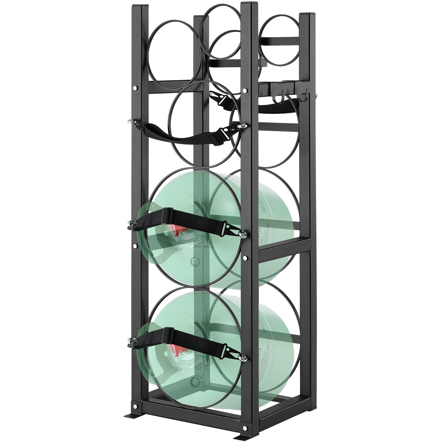 Refrigerant Tank Rack, with 2 x 30lbs and other 3 small bottle tanks, Cylinder Tank Rack 12.79x12.99x47.12 inches, Refrigerant Cylinder Rack and Holder for Freon, Gases, Oxygen, Nitrogen