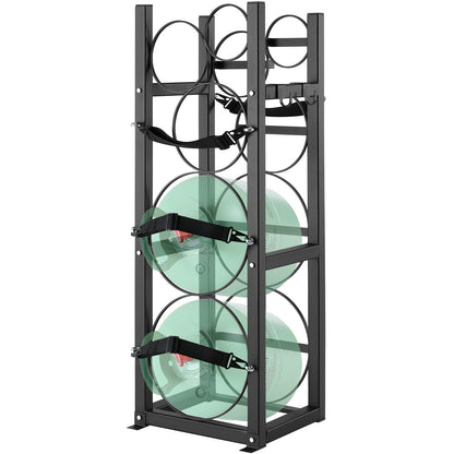 Refrigerant Tank Rack, with 2 x 30lbs and other 3 small bottle tanks, Cylinder Tank Rack 12.79x12.99x47.12 inches, Refrigerant Cylinder Rack and Holder for Freon, Gases, Oxygen, Nitrogen