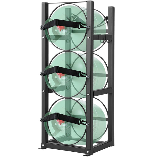 Refrigerant Tank Rack, with 3 x 30lbs Cylinder Tanks, Cylinder Tank Rack 12.79x12.99x33.07 inches, Refrigerant Cylinder Rack Gas Cylinder Rack and Holder for Freon, Gases, Oxygen, Nitrogen