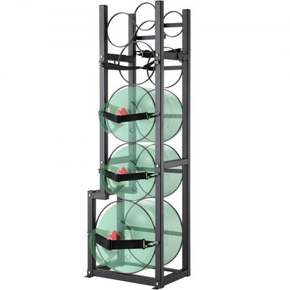 Refrigerant Tank Rack, with 1 x 50lb, 2 x 30lb and Other 3 Small Bottle Tanks, Cylinder Tank Rack 15.55x12.99x49.8 in, Refrigerant Cylinder Rack and Holders for Freon, Gases, Oxygen, Nitrogen