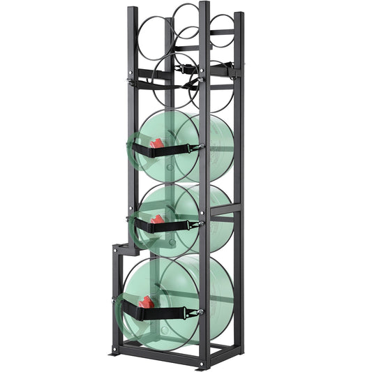 Refrigerant Tank Rack, with 1 x 50 lb, 2 x 30 lb and other 3 small bottle tanks, cylinder tank rack 15.55x12.99x49.8 inches, refrigerant cylinder rack and holder for freon, gases, oxygen, nitrogen
