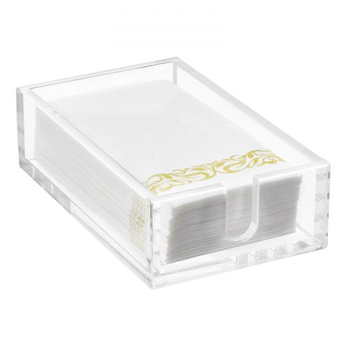 Acrylic Napkin Holder, 9.1 x 5.5 x 2.6 inch, Clear Bathroom Guest Towel Storage Tray with U-Shaped Opening, Disposable Paper Towel Holder for Bathroom Kitchen Parties Weddings & Various Events