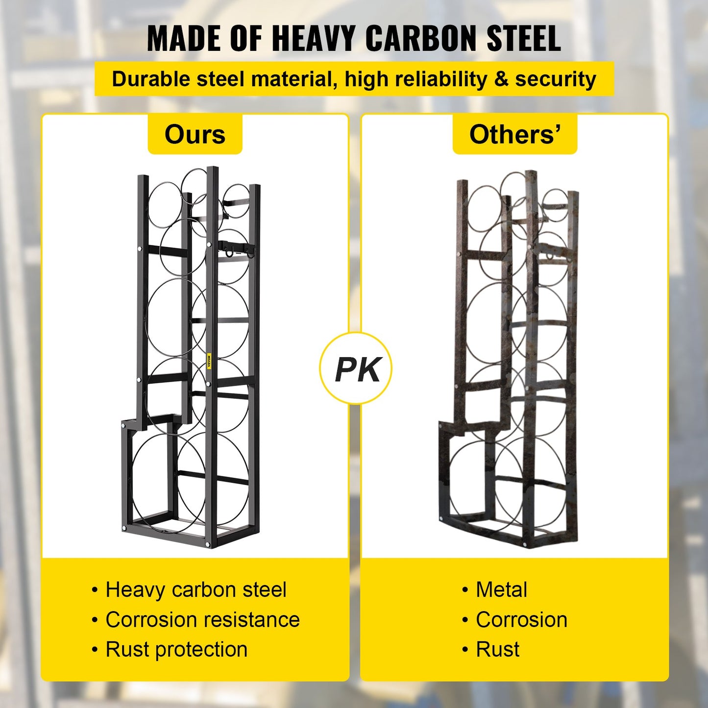 Refrigerant Tank Rack with 1x50lb, 2x30lb and 3 small bottles cylinder tank rack, 48.5x15x11 inch refrigerant cylinder rack Gas cylinder rack and holder for gas oxygen nitrogen storage