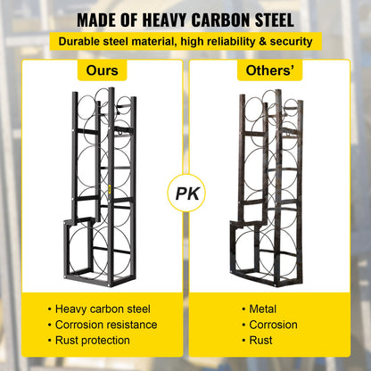 Refrigerant Tank Rack with 1x50lb, 2x30lb and 3 small bottles cylinder tank rack, 48.5x15x11 inch refrigerant cylinder rack Gas cylinder rack and holder for gas oxygen nitrogen storage
