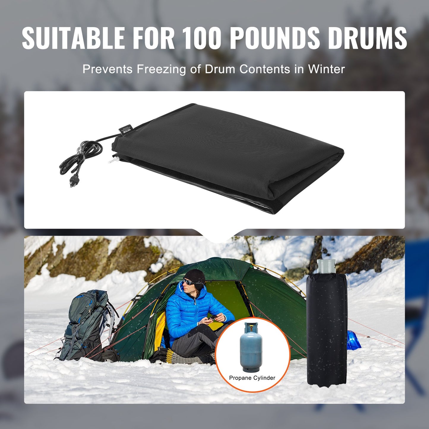 Isolierter Gasflaschenheizer im Bandstil für 100 lbs Gastanks, 280 W, 90 ℉