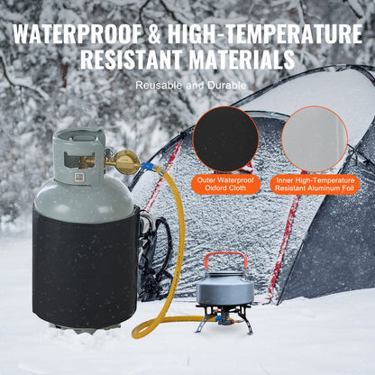 Insulated Band Style Gas Cylinder Warmer, Fits 40 lbs Gas Tanks 120W Propane Heater, Fixed Internal Thermostat Max Temp 90 ℉, Durable Waterproof Oxford Fabric, FCC Listed