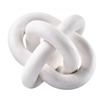 Wood Chain Link Decor, 3 Link, Hand Carved Wooden Knot Decor, Coffee Table Decoration Modern Shelf Accents, Decorative Objects for Home Living Room Bedroom Entryway Farmhouse Bookshelf, White