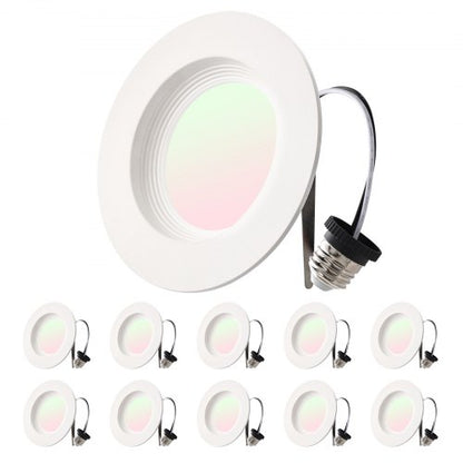 10 Pack LED Recessed Lighting, 4 Inches, Retrofit Can Lights, 750 LM 9W 120V, Selectable 5CCT 2700K/3000K/3500K/4000K/5000K, 10% to 100% Dimmable, Compatible with E26 Base and TP24 Connector