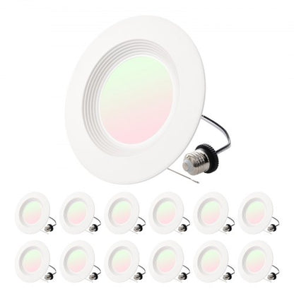 12 Pack LED Recessed Lighting, 5/6 Inch, Retrofit Can Lights, 1050 LM 13W 120V, Selectable 5CCT 2700K/3000K/3500K/4000K/5000K, 10% to 100% Dimmable, Compatible with E26 Base and TP24 Connector