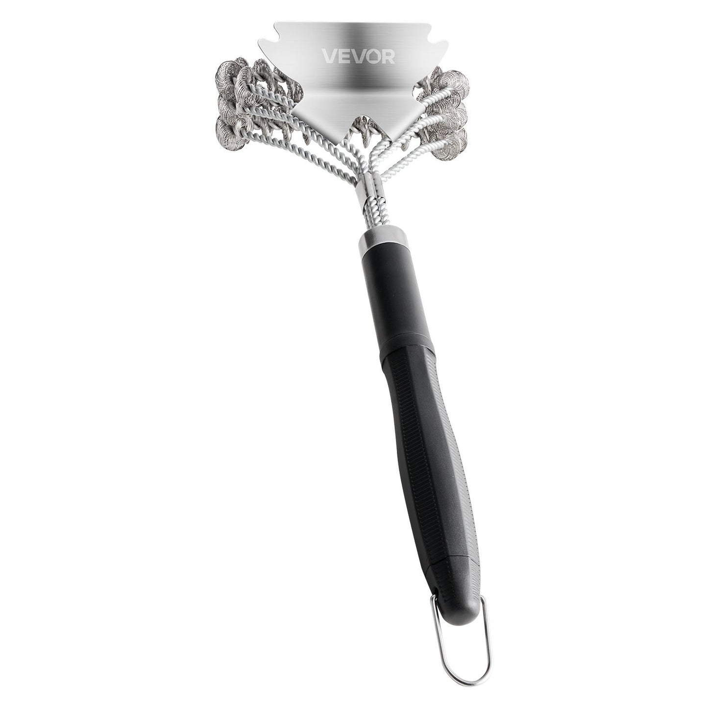 Grill Brush and Scraper, BBQ Brush for Outdoor Grills, Stainless Steel Woven Wire, Bristle Free Barbecue Brushes for Porcelain, Charcoal, Grate Cleaner Grill Accessories, 17 in