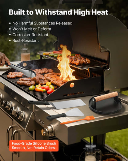 28PCS Griddle Accessories Kit, Flat Top Grill Accessory, Enlarged Spatula Gift Set, Stainless Steel Grilling Tools with Basting Cover, Tong, Burger Press, Carry Bag, for Outdoor BBQ Teppanyaki