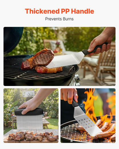 28PCS Griddle Accessories Kit, Flat Top Grill Accessory, Enlarged Spatula Gift Set, Stainless Steel Grilling Tools with Basting Cover, Tong, Burger Press, Carry Bag, for Outdoor BBQ Teppanyaki