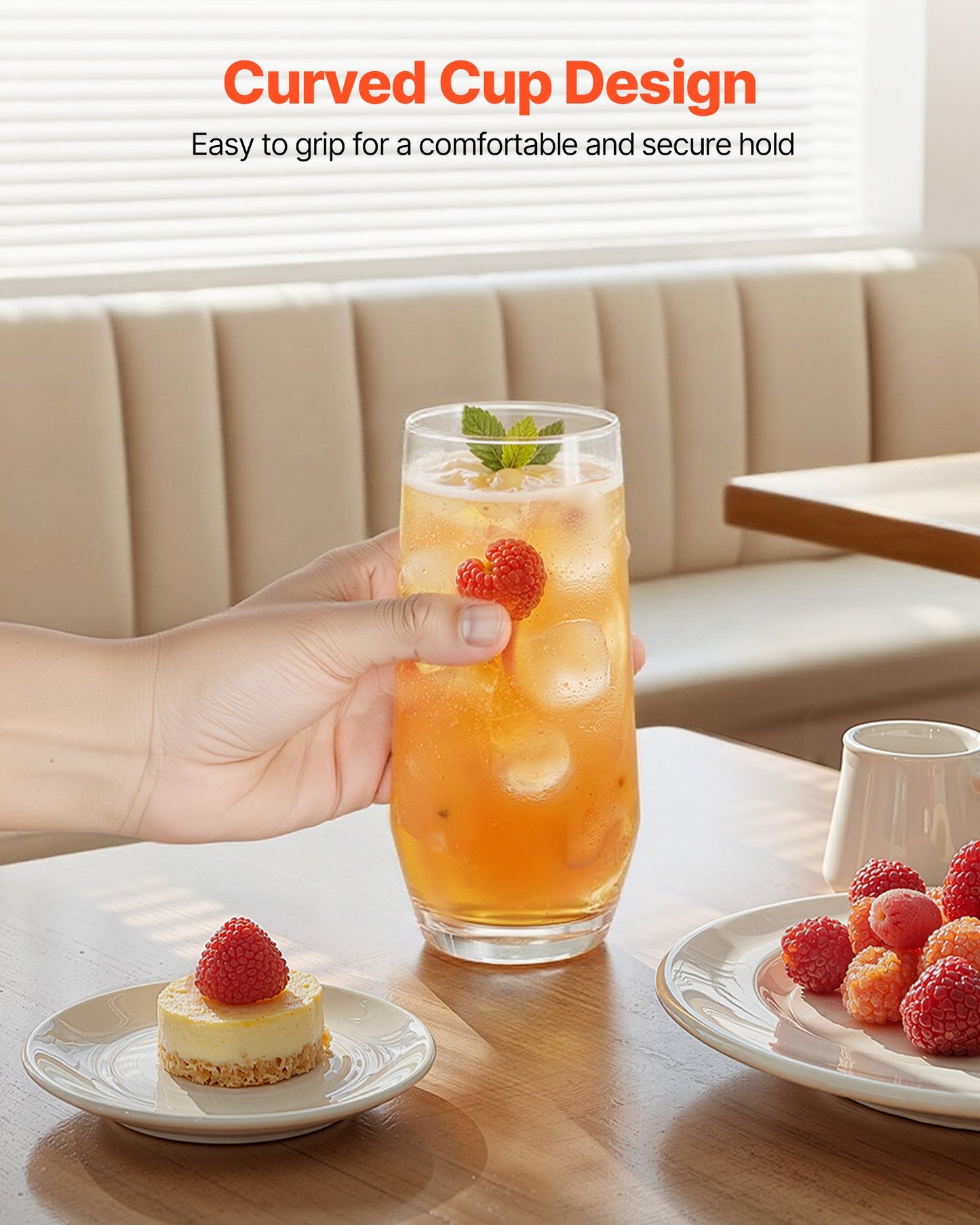 Drinking Glasses Set, 16-Piece Crystal Glass Cups, Elegant Mixed Glassware Set, with 8 Pcs 18.26 Oz Highball and 8 Pcs 11.5 Oz Cocktail Drinkware for Kitchen, Beer, Smoothie, Juice, Soda, Wine