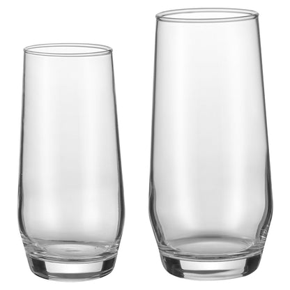 Drinking Glasses Set, 16-Piece Crystal Glass Cups, Elegant Mixed Glassware Set, with 8 Pcs 18.26 Oz Highball and 8 Pcs 11.5 Oz Cocktail Drinkware for Kitchen, Beer, Smoothie, Juice, Soda, Wine