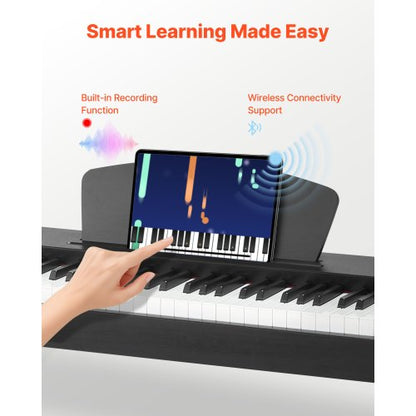 Viktat Digitalpiano, 88 Tangenter Fullt Viktat, Elpiano Dubbelt Keyboard & Högtalare, Med Sustainpedal, Inspelningsfunktion, 238 Toner, Trådlös Anslutning, För Nybörjare, Utan Stativ |  EU