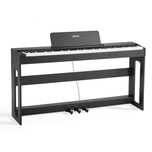 Weighted Digital Piano, 88 Keys Fully Weighted, Electric Piano Keyboard with Furniture Stand, Power Adapter, Triple Pedal, Record Function, 280 Tones, Wireless Connection, for Beginners, Black