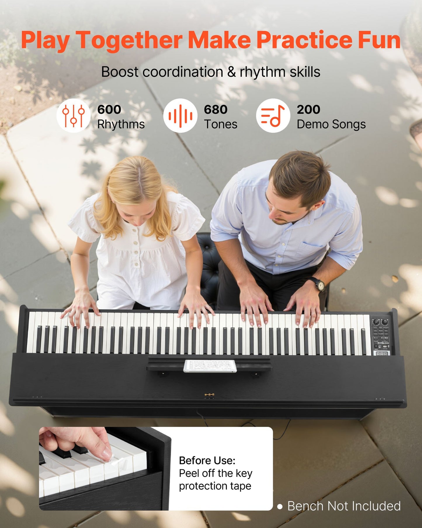 Weighted Digital Piano, 88 Keys Fully Weighted, Electric Piano Keyboard with Furniture Stand, Power Adapter, Triple Pedal, 680 Tones, Support Wireless Connection, with Headphones, for Beginners