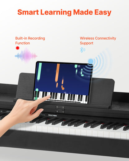 Weighted Digital Piano, 88 Keys Fully Weighted, Electric Piano Keyboard with Furniture Stand, Power Adapter, Triple Pedal, 680 Tones, Support Wireless Connection, with Headphones, for Beginners