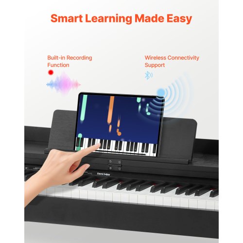 viktat digitalpiano, 88 tangenter fullt viktade, elektriskt pianokeyboard med möbelstativ, nätadapter, trippelpedal, 680 toner, stöd för trådlös anslutning, med hörlurar, för nybörjare |  EU