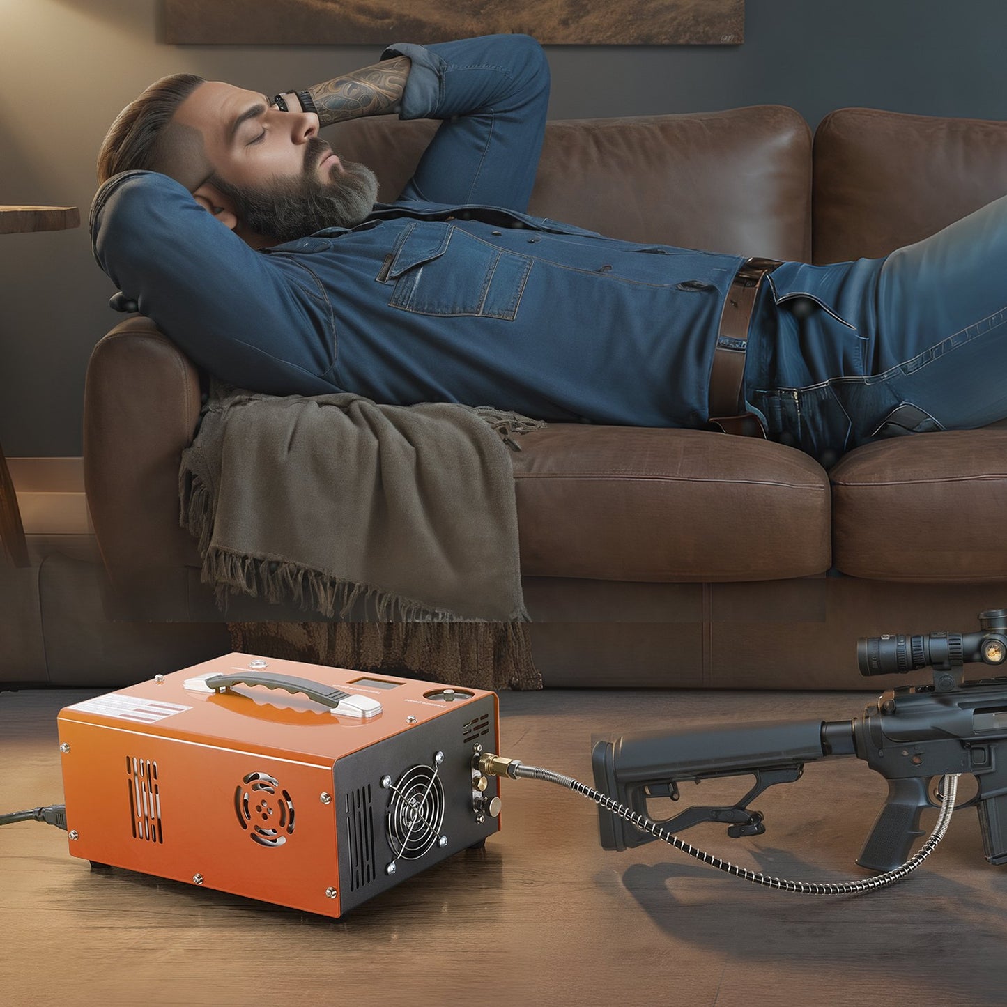 PCP Air Compressor, 4500PSI Portable PCP Airgun Compressor with Built-in Converter, Auto-Stop | DC12V/AC120V | Oil & Water-Free Paintball Tank Compressor Pump for Air Rifle, Scuba Diving Bottle