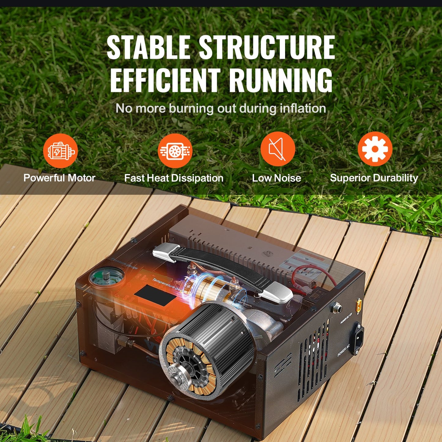 PCP Air Compressor, 4500PSI/30Mpa Portable PCP Airgun Compressor with External Converter, DC12V, AC115V | Oil & Water-Free | Manual-Stop Air Rifle, Paintball and Scuba Tank Compressor Pump