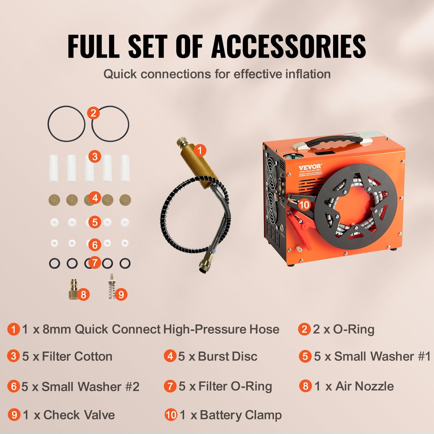 PCP Air Compressor, 4500PSI/30Mpa Portable PCP Airgun Compressor with Built-in Power Converter, Auto-Stop | DC12V/AC120V | Oil & Water-Free Air Rifle, Paintball and Scuba Tank Compressor Pump