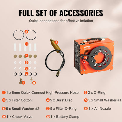 PCP Air Compressor, 4500PSI/30Mpa Portable PCP Airgun Compressor with Built-in Power Converter, Auto-Stop | DC12V/AC120V | Oil & Water-Free Air Rifle, Paintball and Scuba Tank Compressor Pump