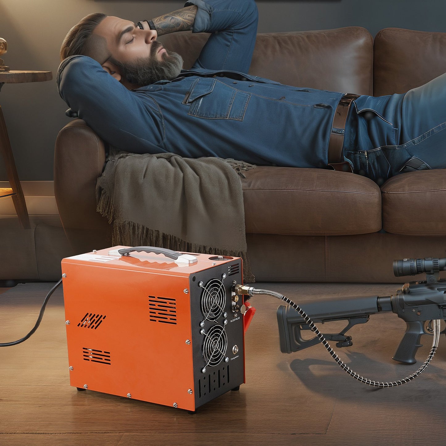 PCP Air Compressor, 4500PSI/30Mpa Portable PCP Airgun Compressor with Built-in Power Converter, Auto-Stop | DC12V/AC120V | Oil & Water-Free Air Rifle, Paintball and Scuba Tank Compressor Pump