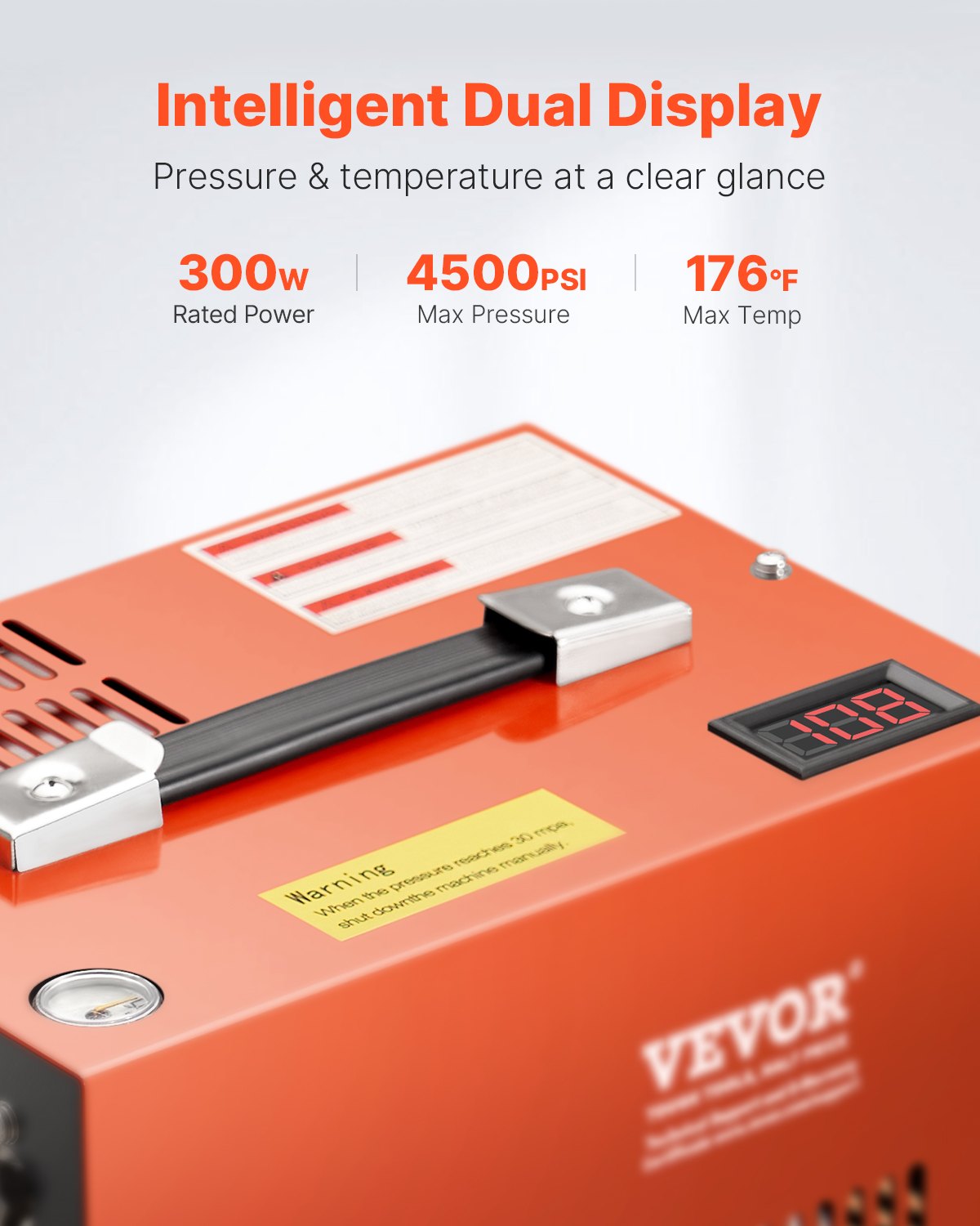 PCP Air Compressor, 4500PSI/30Mpa Portable PCP Airgun Compressor with Built-in Converter & Fan Cooling System, DC12V/AC120V Manual-Stop Air Rifle, Paintball and Scuba Tank Compressor Pump