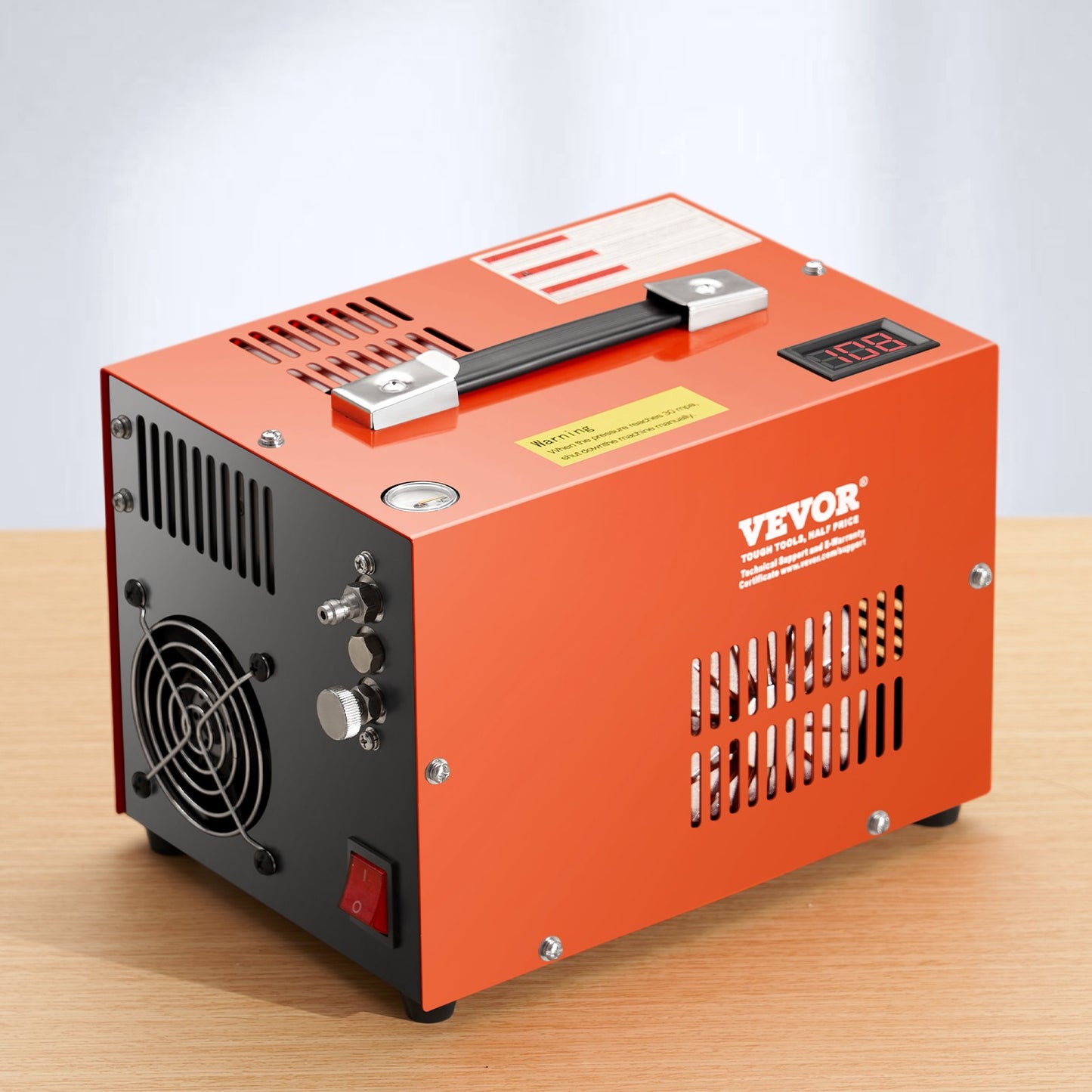 PCP Air Compressor, 4500PSI/30Mpa Portable PCP Airgun Compressor with Built-in Converter & Fan Cooling System, DC12V/AC120V Manual-Stop Air Rifle, Paintball and Scuba Tank Compressor Pump