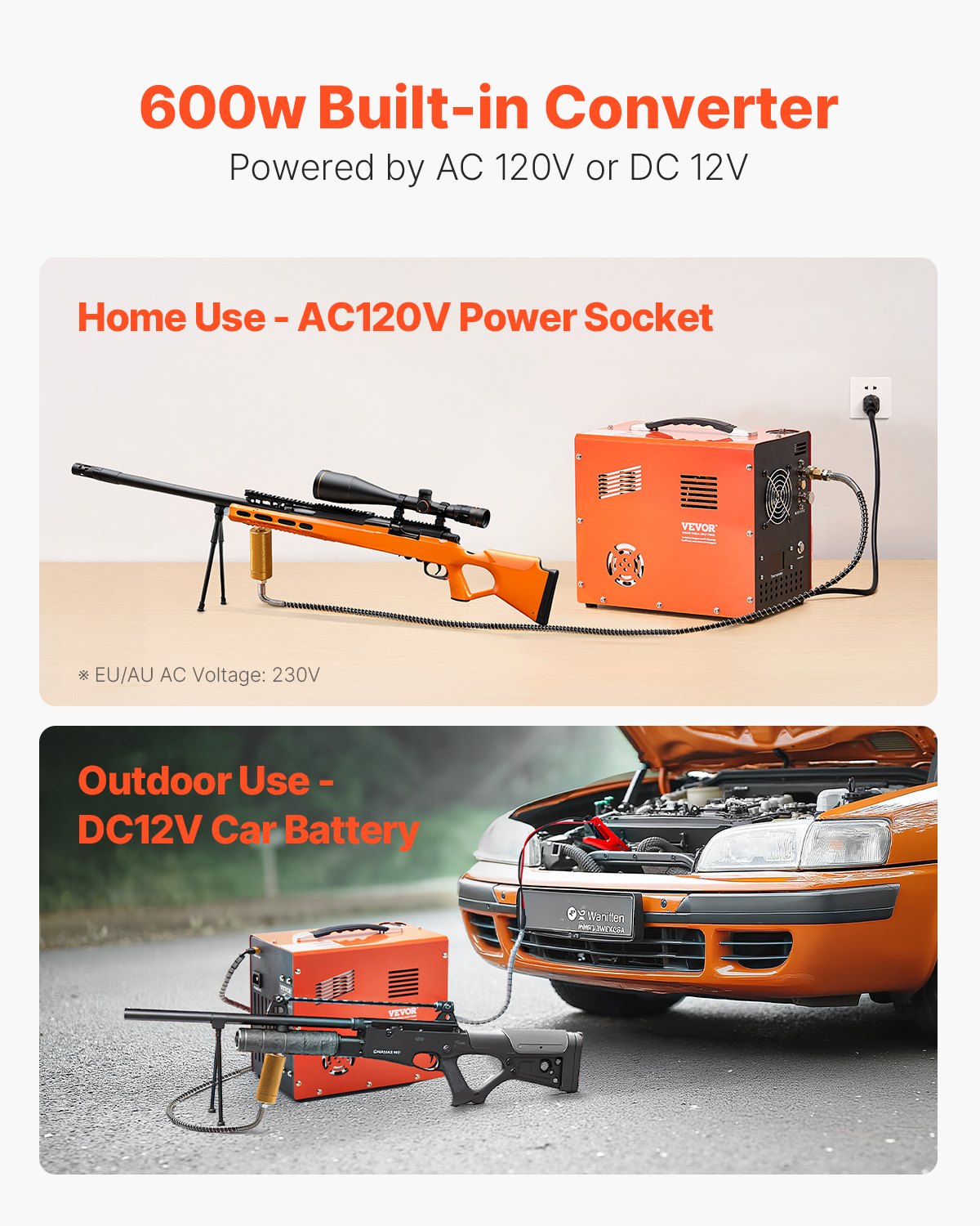 PCP Air Compressor 4500PSI Auto-Stop Airgun Compressor Built-in Converter